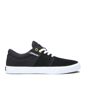 Supra Mens STACKS II VULC Black/Black/white Low Top Shoes | CA-40765